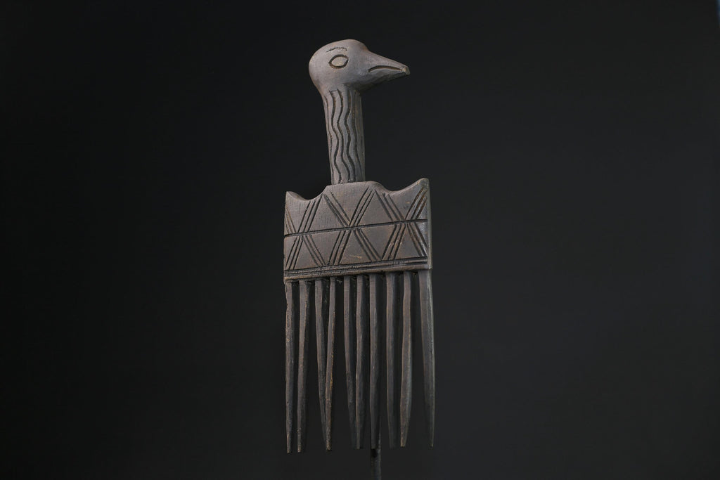 African figure West African Comb Wooden African Swahili Carved-G2196