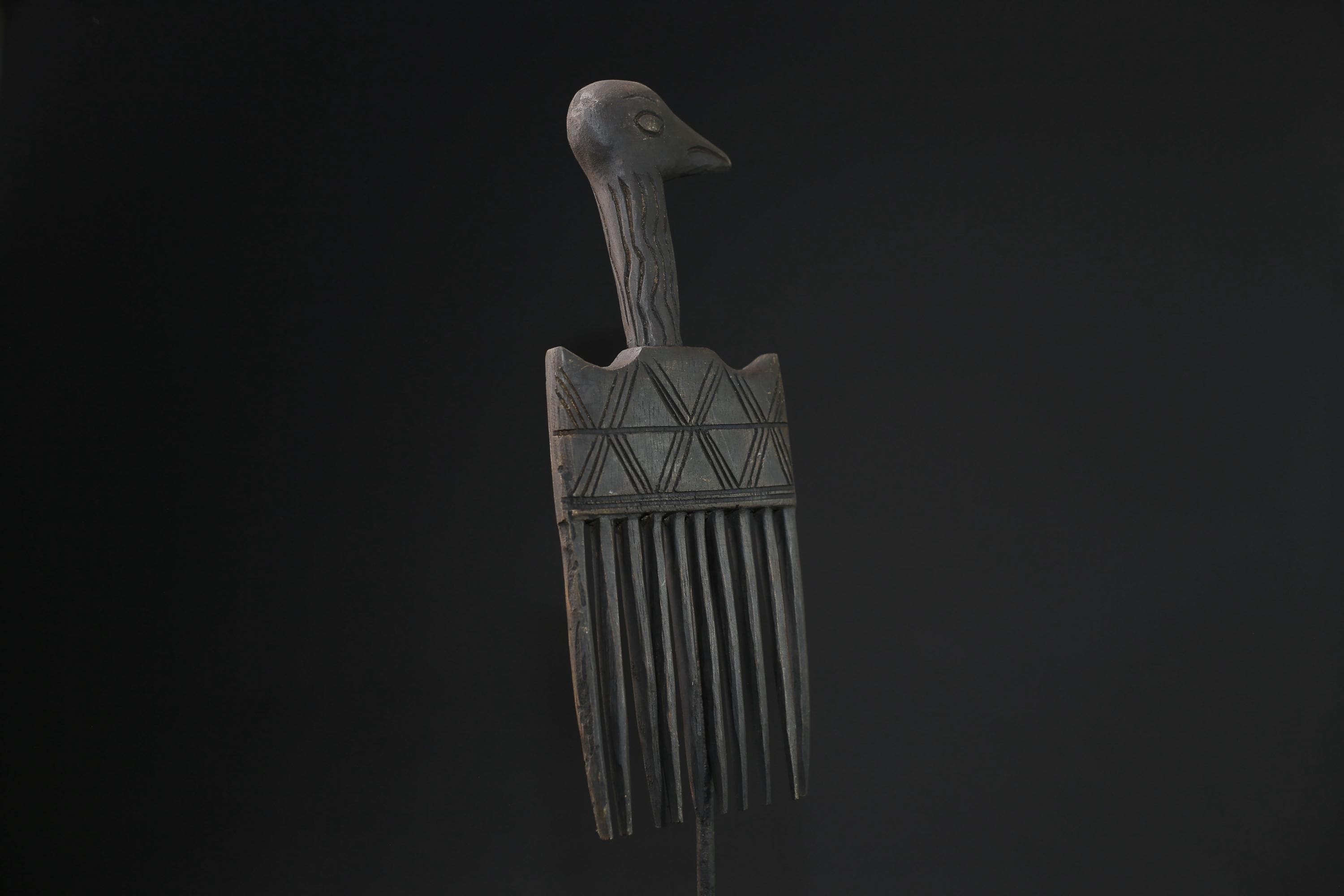 African figure West African Comb Wooden African Swahili Carved-G2196