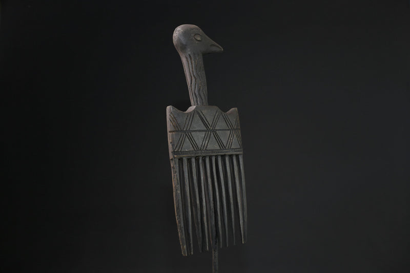 African figure West African Comb Wooden African Swahili Carved-G2196