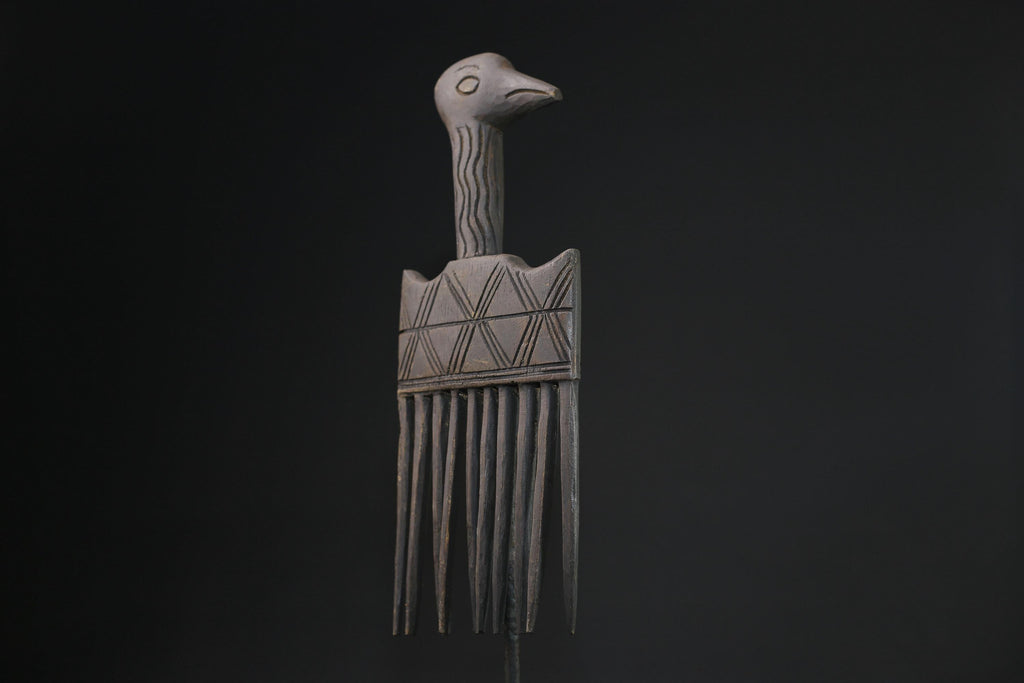 African figure West African Comb Wooden African Swahili Carved-G2196