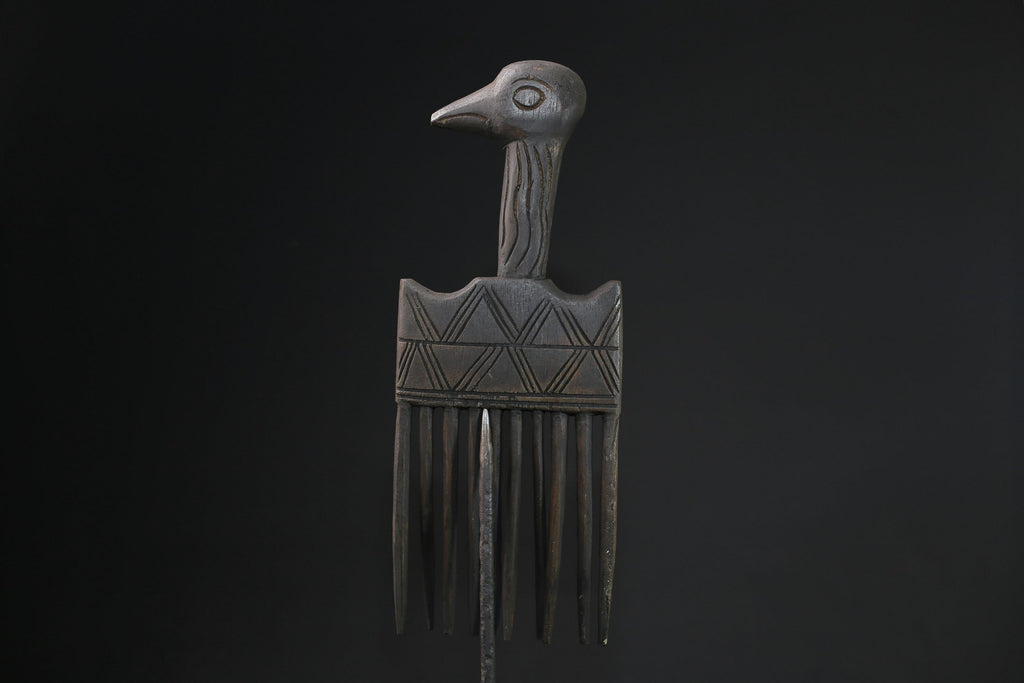 African figure West African Comb Wooden African Swahili Carved-G2196