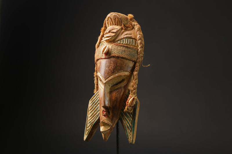African Tribal Wood masks Face vintage Wood Carved Hang Ghana’s Masks for wall-9914