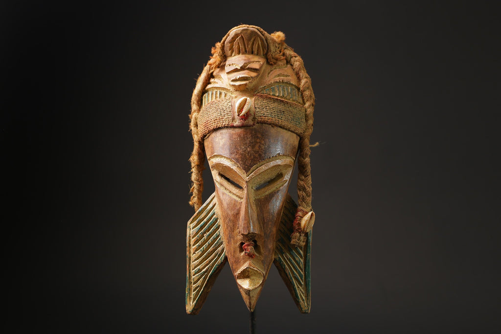 African Tribal Wood masks Face vintage Wood Carved Hang Ghana’s Masks for wall-9914