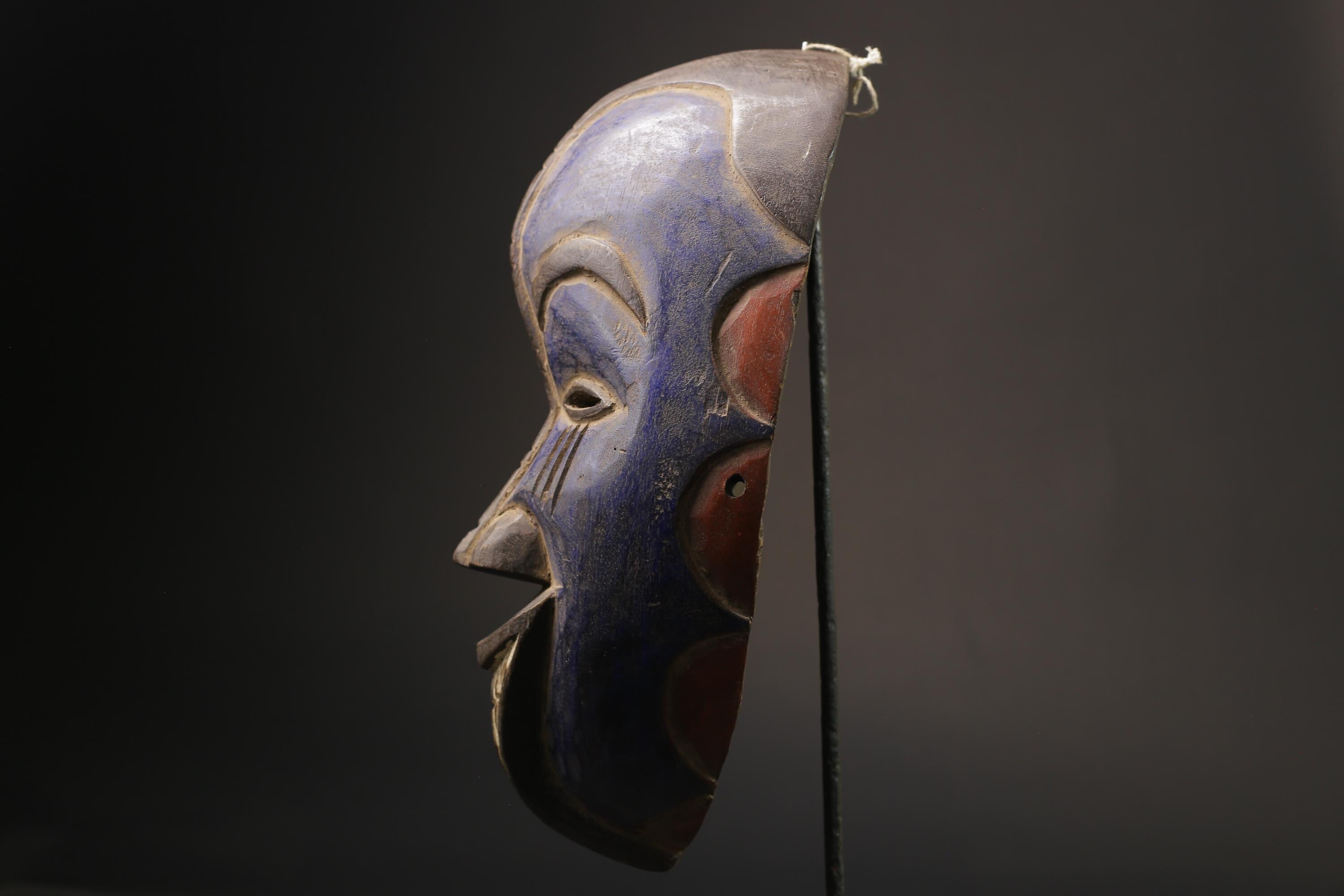 African Mask Tribal Igbo Face Mask Wood Hand Carved Vintage Wall Hanging Masks for wall-7133