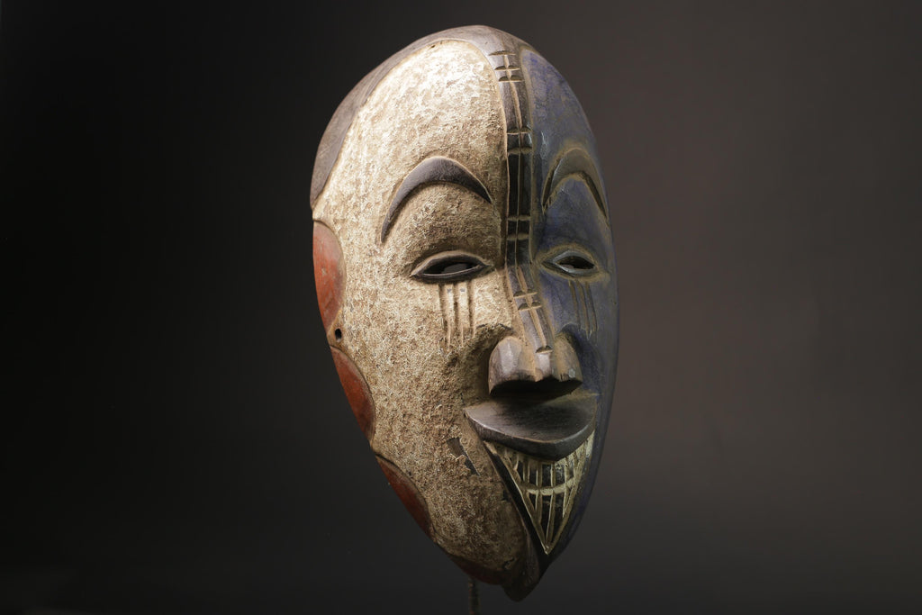 African Mask Tribal Igbo Face Mask Wood Hand Carved Vintage Wall Hanging Masks for wall-7133