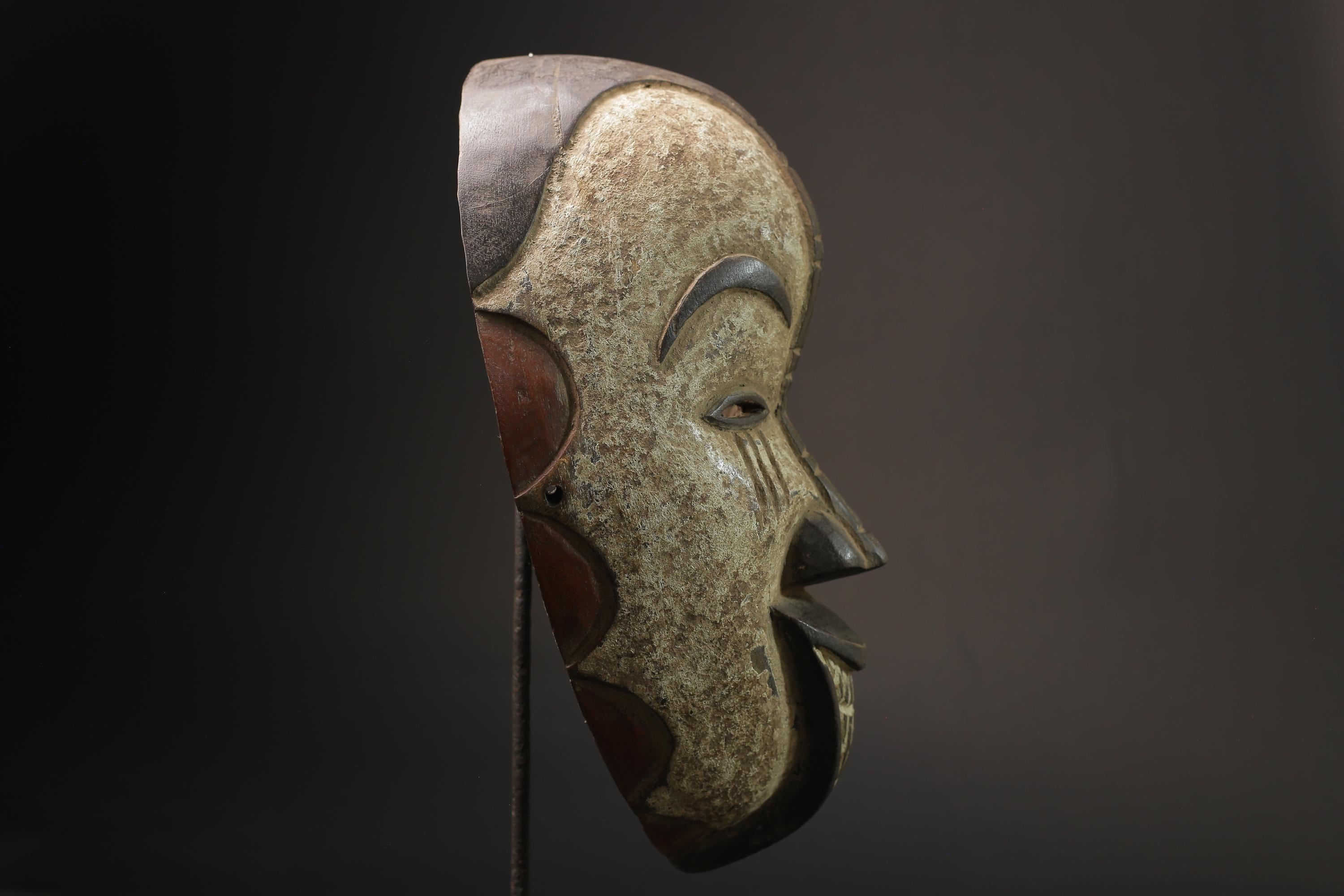 African Mask Tribal Igbo Face Mask Wood Hand Carved Vintage Wall Hanging Masks for wall-7133