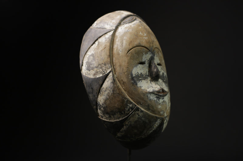 African Mask Tribal Face Wood Hand Carved Vintage Wall Hanging Lega Mask -9679