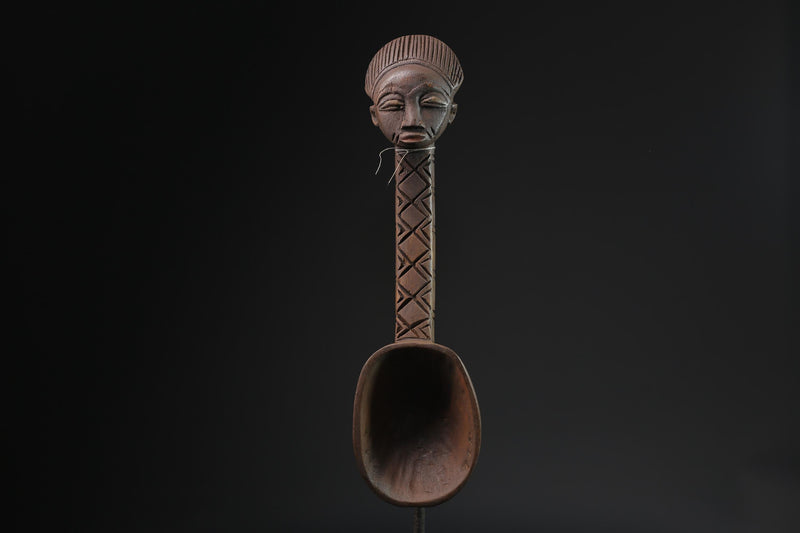 African Tribal Luba Songye Ritual Spoon Central hand carved Home statue-G2222