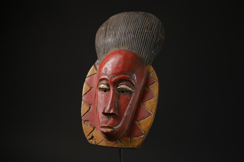 African Masks Antiques Tribal Face Vintage Wood Carved Hanging Guro Mask-9720