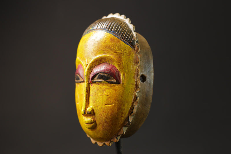 African wood mask antiques Wood Carved Hanging Baule Ceremonial Baule Masks for wall-8664