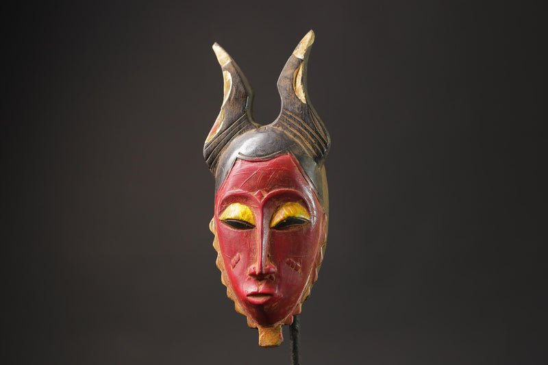 African wood mask antique Hand Carved Vintage Wall Hanging Guro Mask Baule -8665