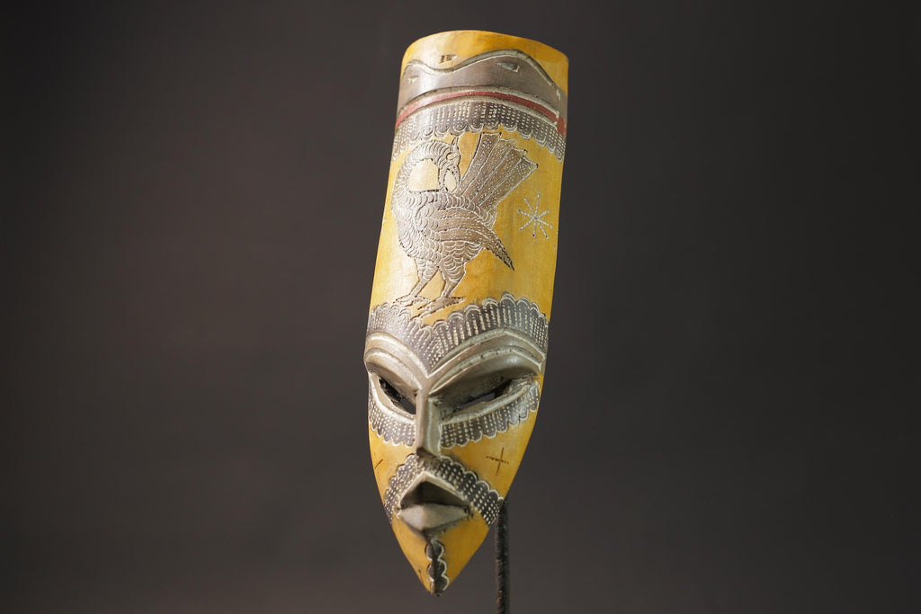 antique wall african mask Traditional vintage art tribal Peacock Ghana Peacock-7102