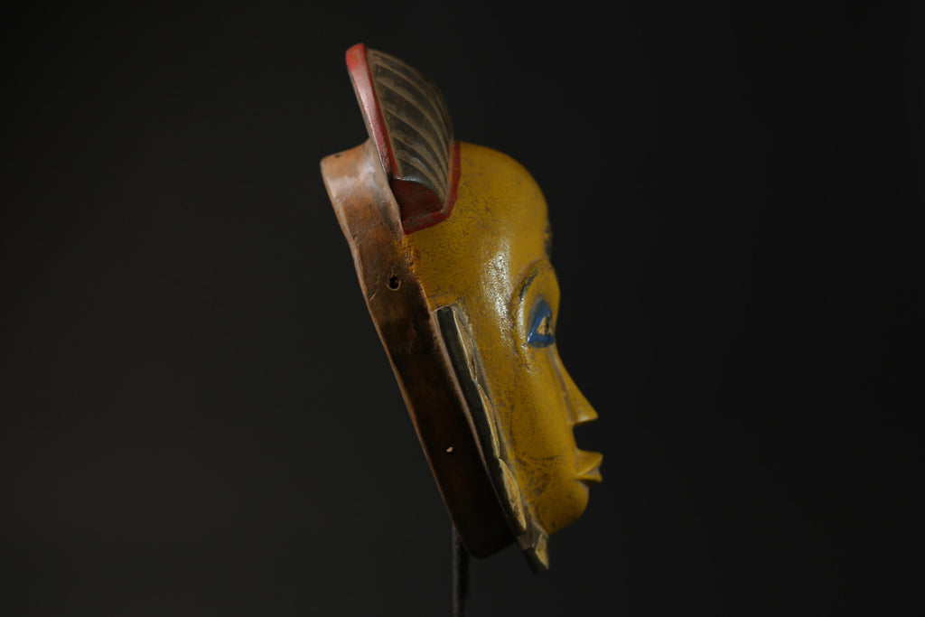 African Mask Wall Decor, Baule Mask Wood Pigment Carved Wood Mask masks for wall-G2258