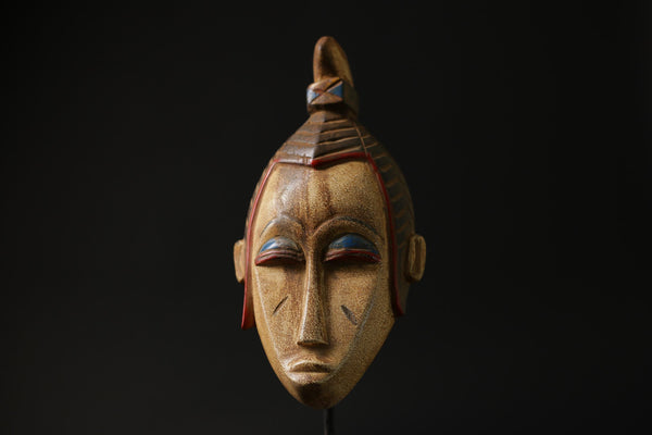African Mask Wall Decor, Baule Mask Wood Pigment Carved Wood Mask masks for wall-G2262
