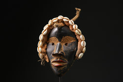 African Tribal Wood masks antiques wall mask wall hanging Dan cowrie shells-9729