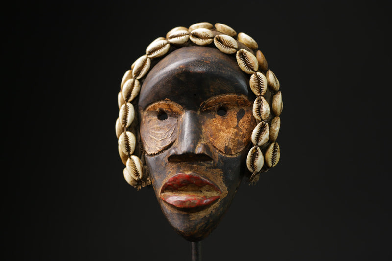 African Tribal Wood masks Home Décor Wooden Dan Tribe Mask cowrie shells-9728