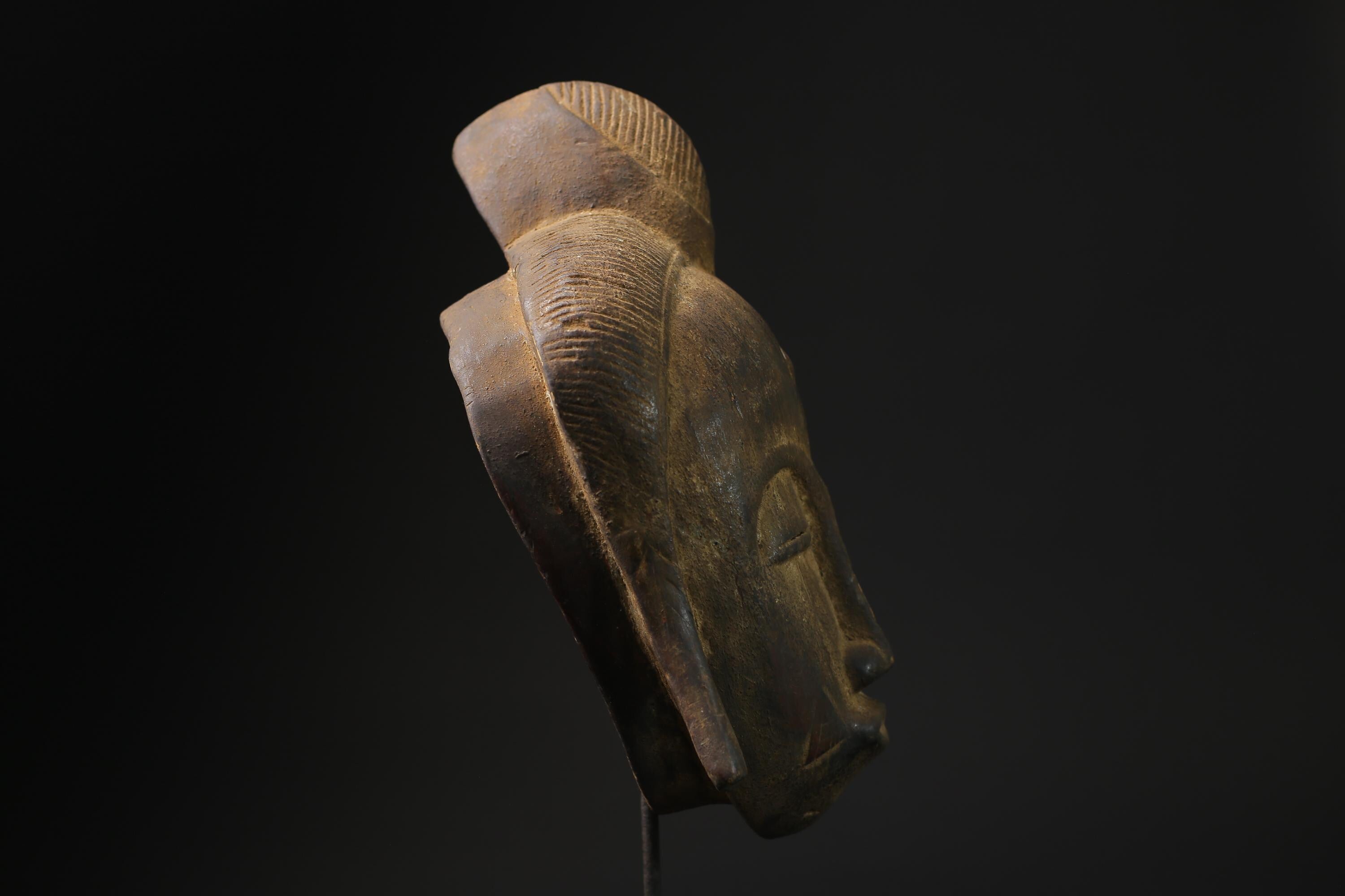 African Tribal Face Mask Wood Hand Carved Wall Baule A West African masks for wall-3769