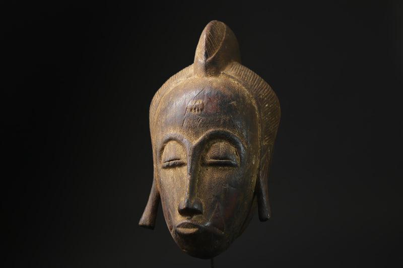 African Tribal Face Mask Wood Hand Carved Wall Baule A West African masks for wall-3769