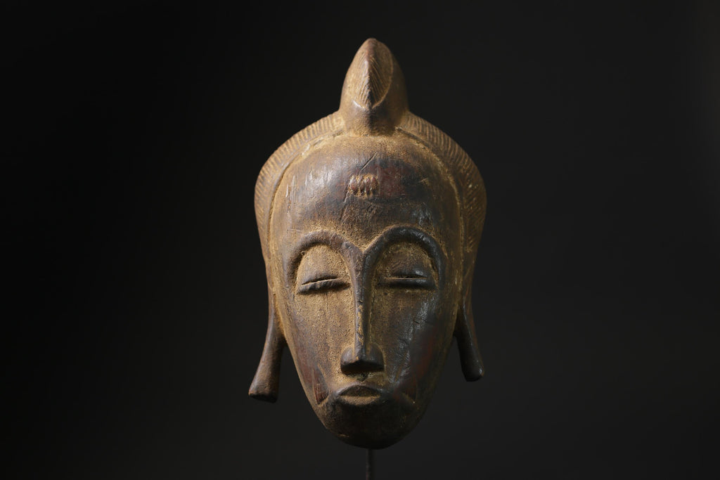 African Tribal Face Mask Wood Hand Carved Wall Baule A West African masks for wall-3769