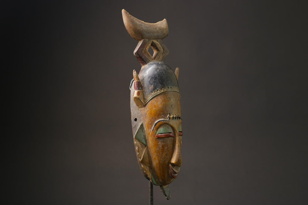 African wood mask antiques Baoulé Kpan Hand Carved Tribal Mask African Art-7179