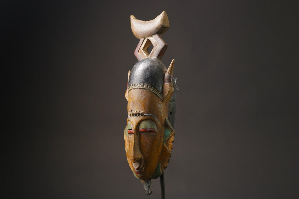 African wood mask antiques Baoulé Kpan Hand Carved Tribal Mask African Art-7179