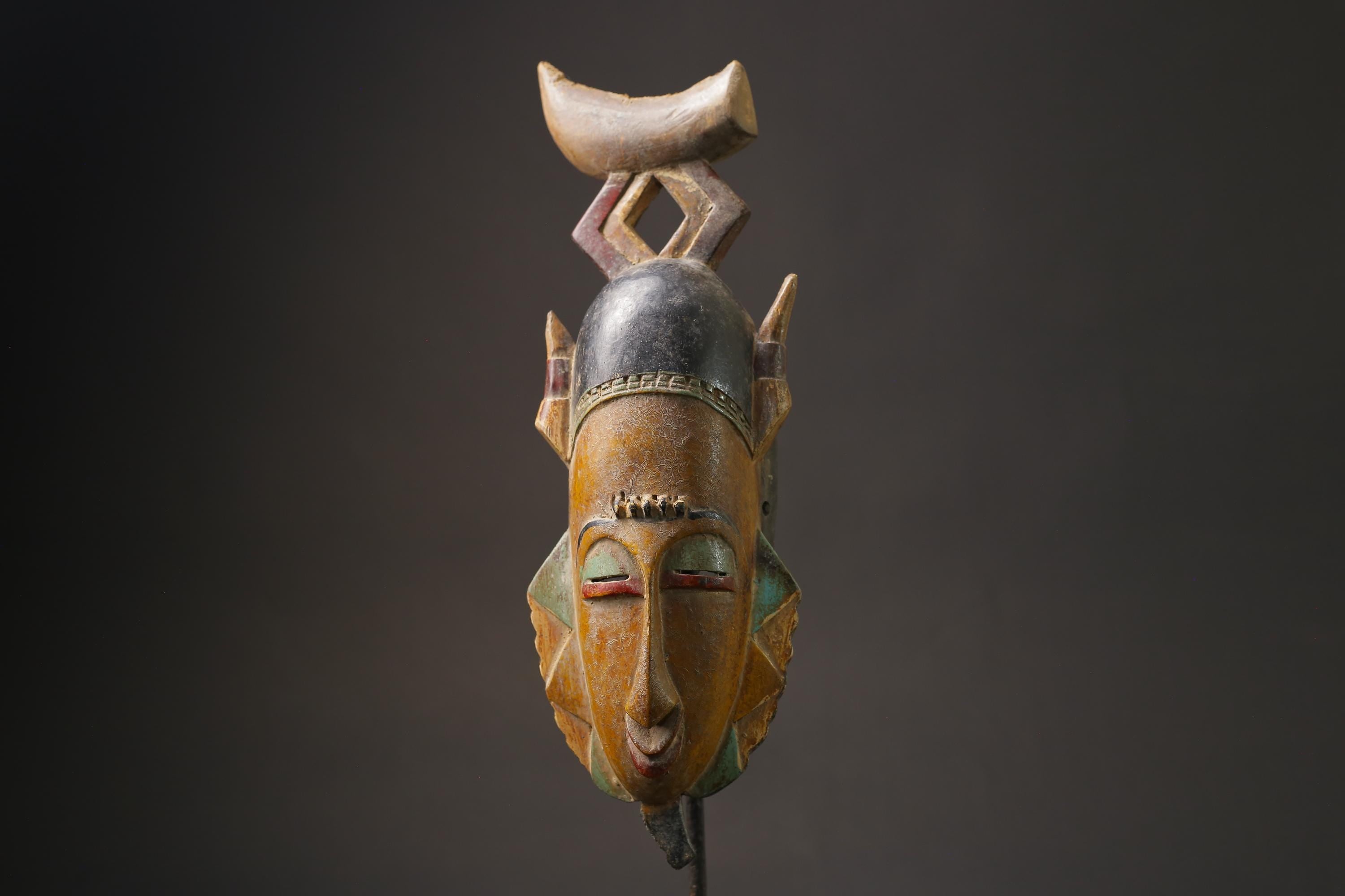 African wood mask antiques Baoulé Kpan Hand Carved Tribal Mask African Art-7179