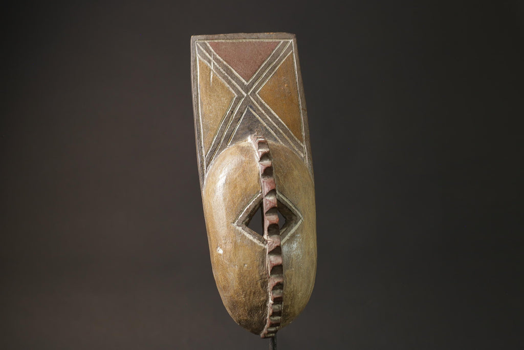 African Tribal Face Mask Wood Hand Carved Wall Hanging Art Plank Mask Luruy-3997
