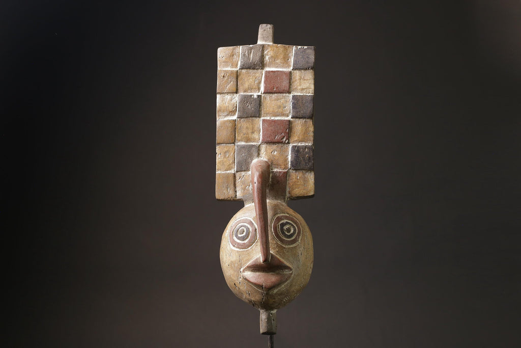African Tribal Face Hand Carved Wall Hanging Bwa Style Plank  Masks for wall-5819