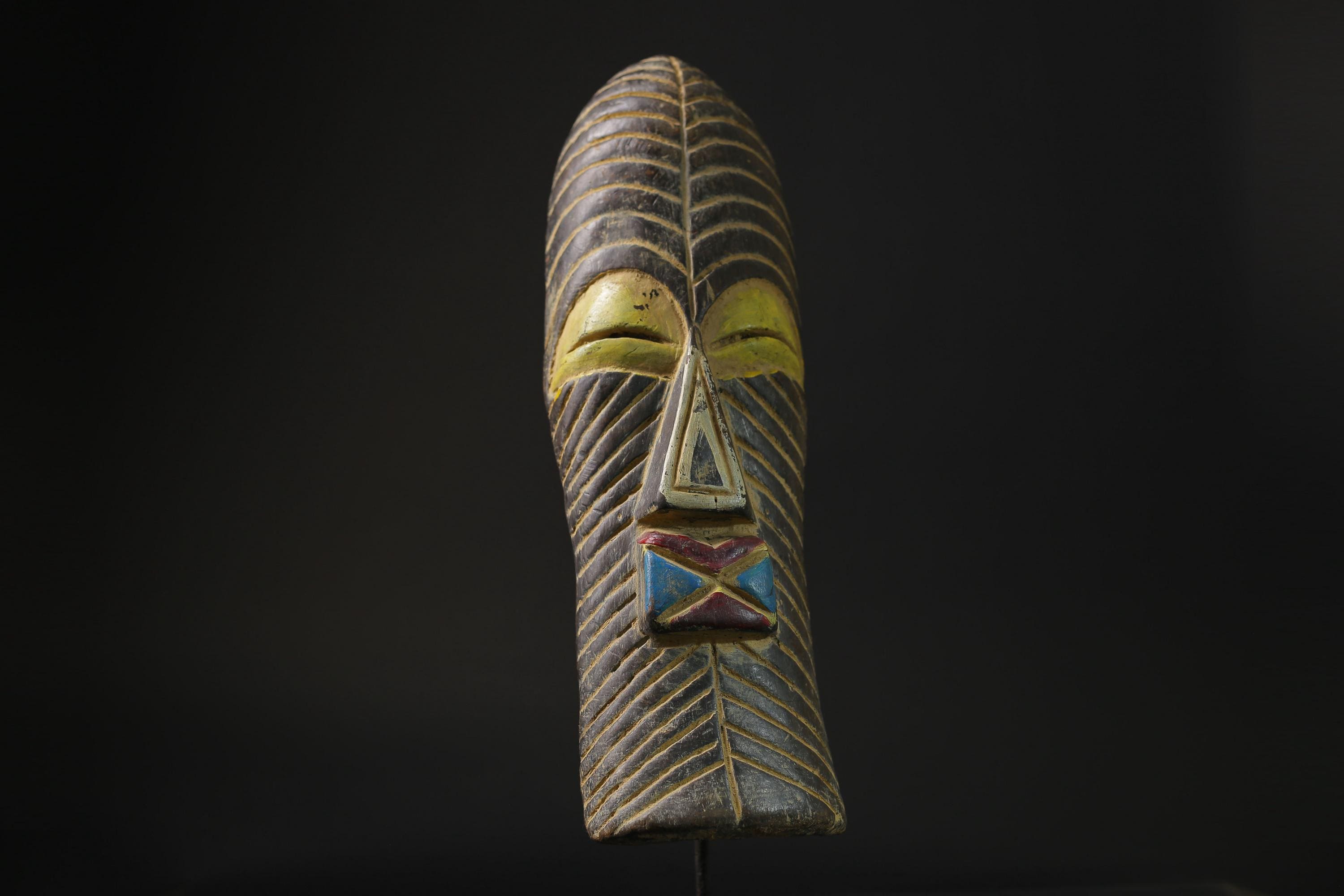 African Tribal Wood masks Home Décor Wooden Face Songye Antiques-9743
