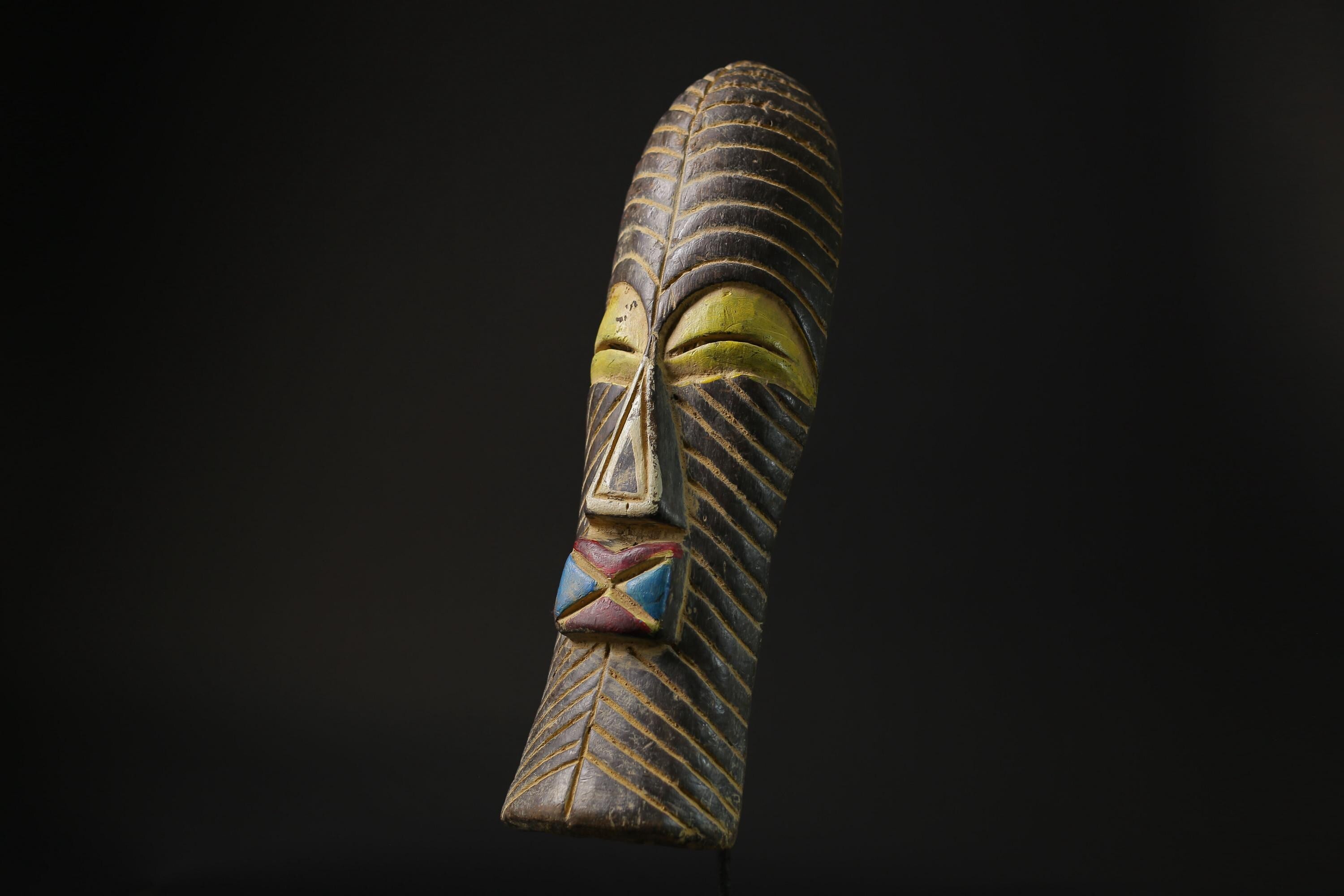 African Tribal Wood masks Home Décor Wooden Face Songye Antiques-9743