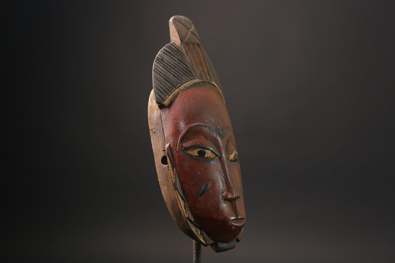 African Mask wall Home Décor Handcrafted From One Piece Wood Yaure Guro Mask Handmade-7202