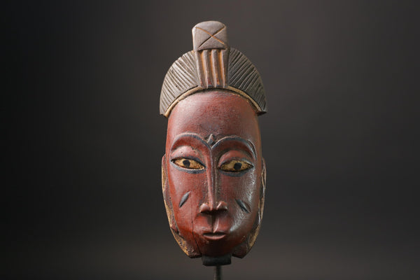 African Mask wall Home Décor Handcrafted From One Piece Wood Yaure Guro Mask Handmade-7202