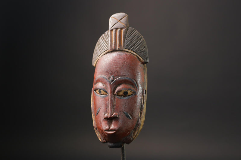 African Mask wall Home Décor Handcrafted From One Piece Wood Yaure Guro Mask Handmade-7202