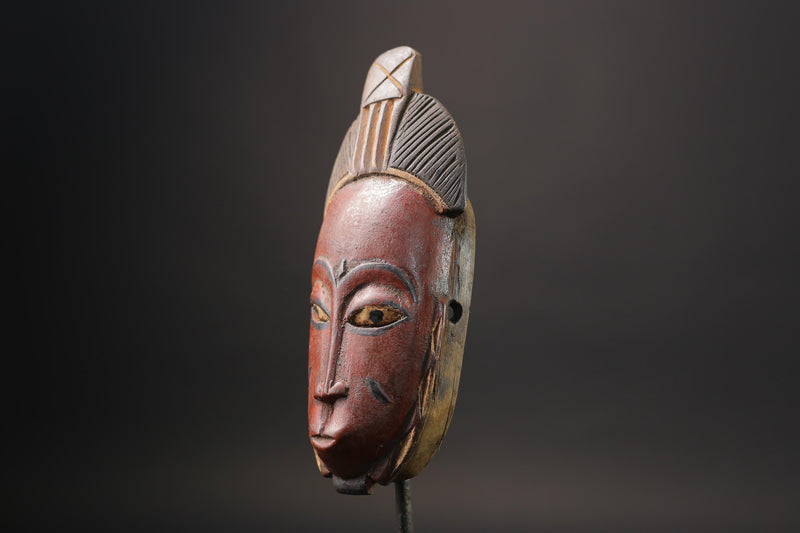 African Mask wall Home Décor Handcrafted From One Piece Wood Yaure Guro Mask Handmade-7202