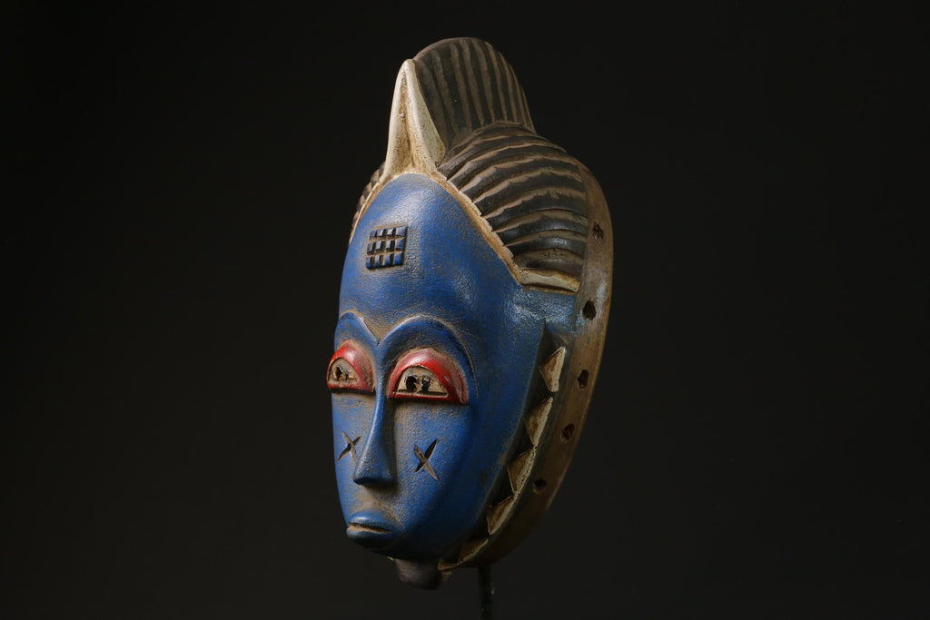 African Tribal Wood masks Home Décor Traditional blue Guru masks for wall-G2295