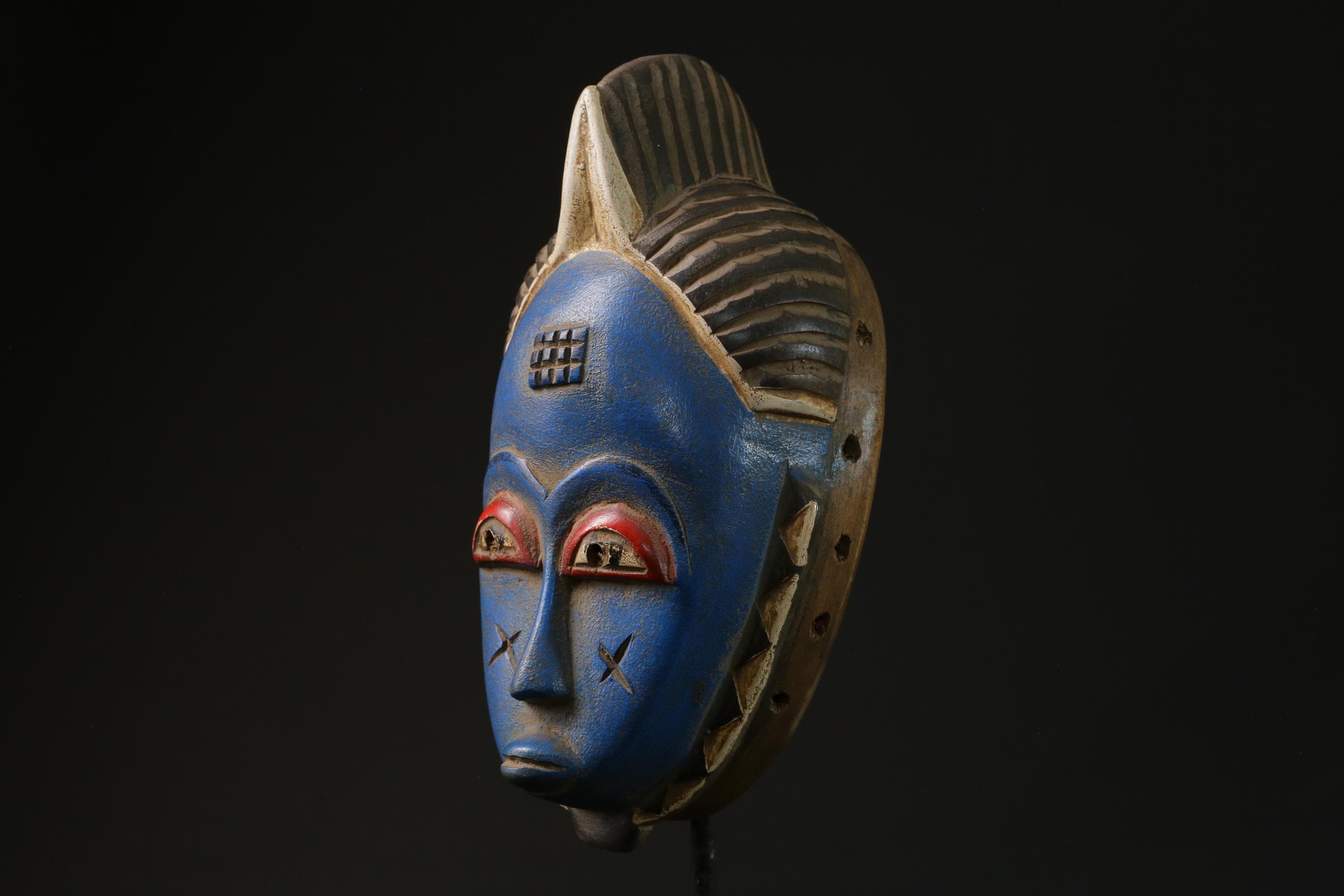 African Tribal Wood masks Home Décor Traditional blue Guru masks for wall-G2295