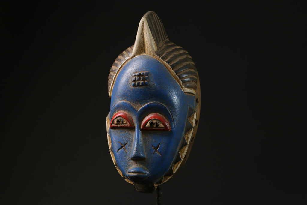African Tribal Wood masks Home Décor Traditional blue Guru masks for wall-G2295