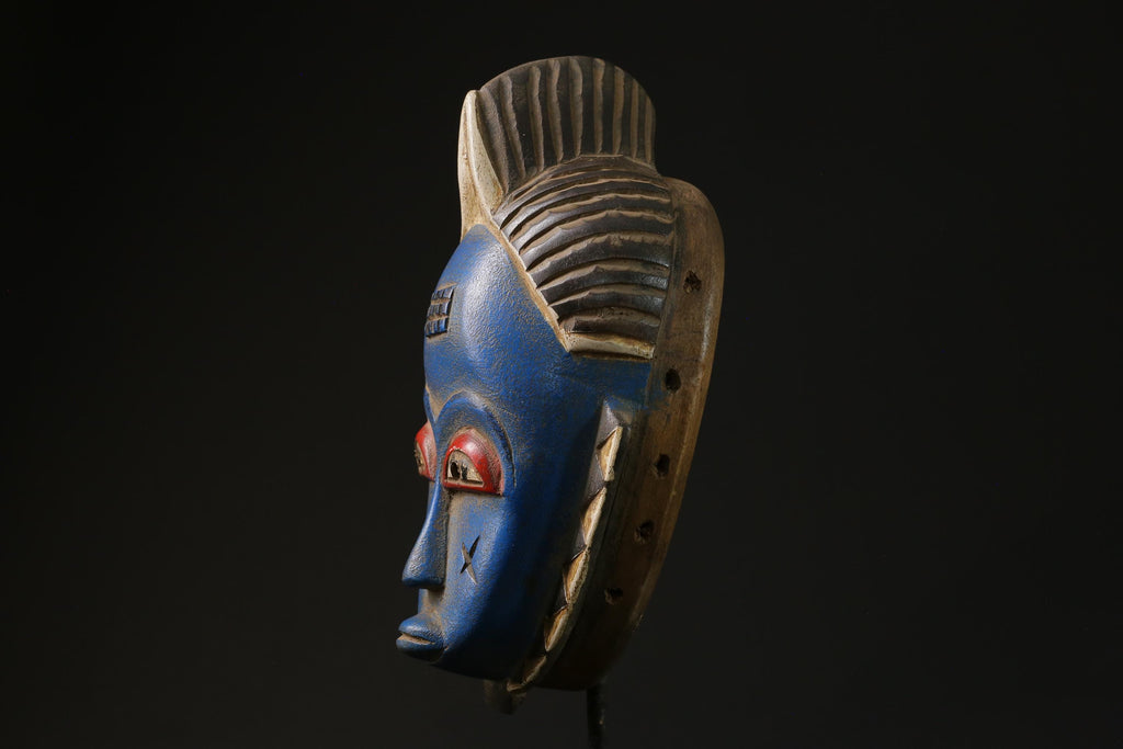 African Tribal Wood masks Home Décor Traditional blue Guru masks for wall-G2295