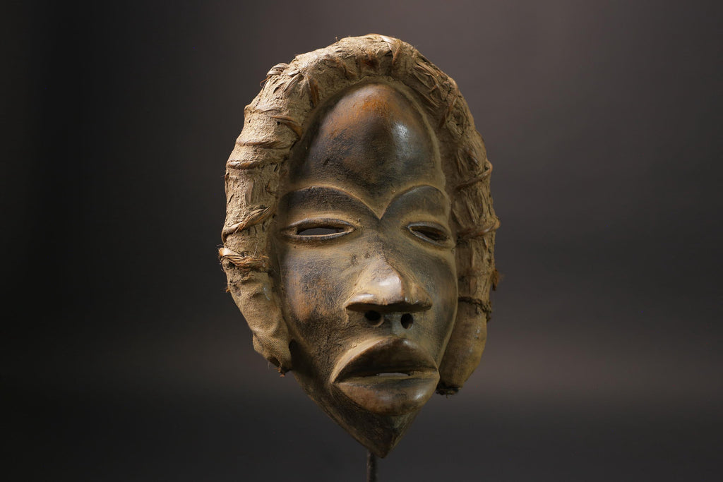African Tribal Face Mask Wood Hand Carved Vintage Wall Hanging Dan mask wall mask-G2573