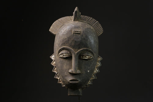 African ART Vintage Hand Carved Wooden Baule GURO mask carved in wood-5422