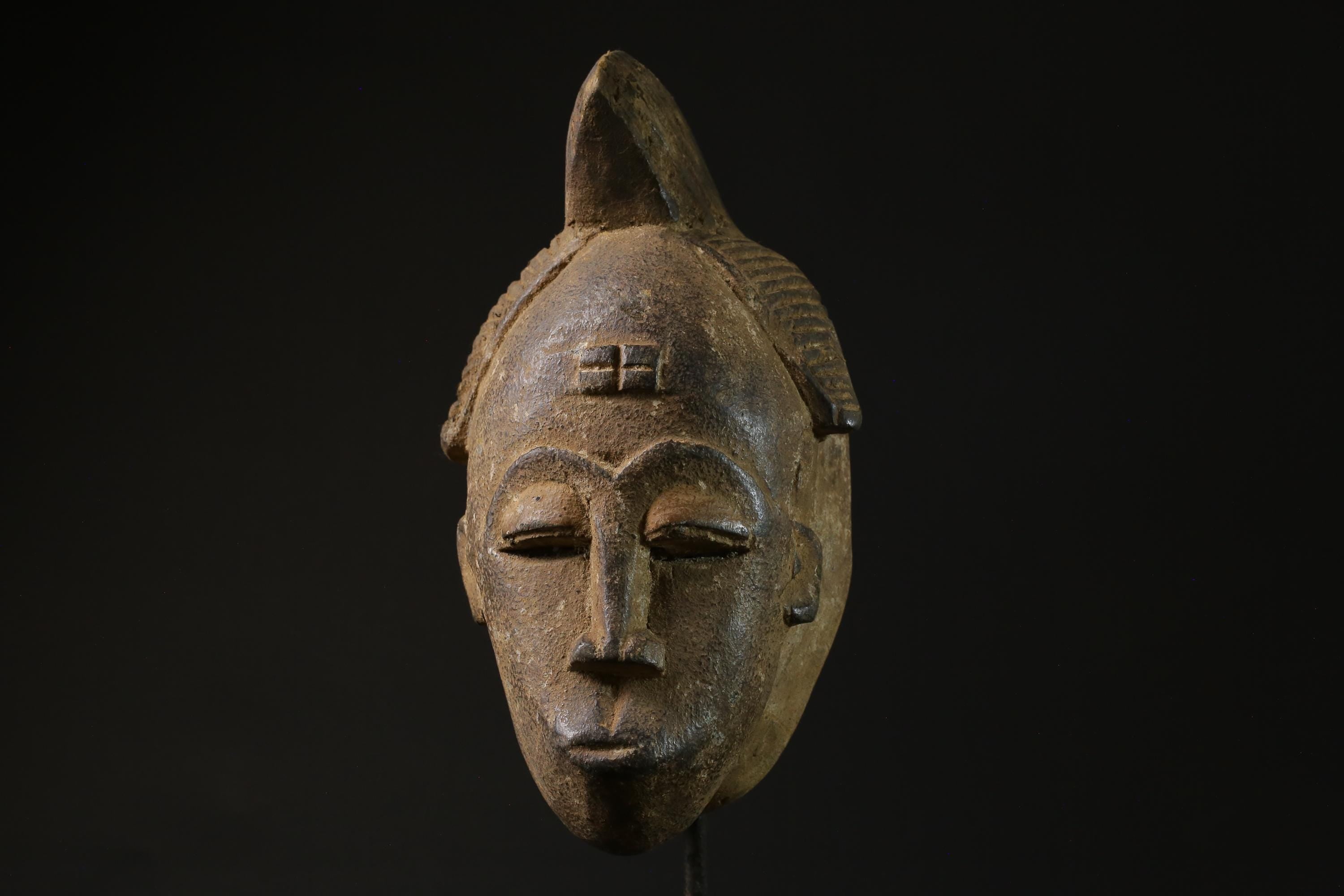 African mask antiques tribal Face vintage Wood Carved Hanging Baoulé masks for wall-5481