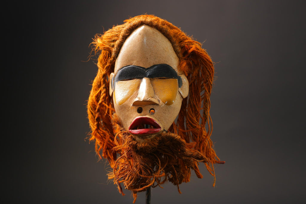 African Face Mask Wood Hanging Pattern Dan hand carved Masks for wall-G2590