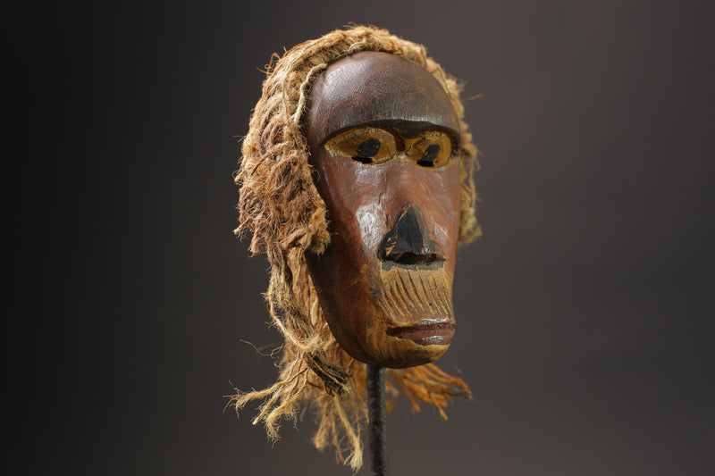 African Carved Wood Baule Monkey Mask Wood Mask antique wall mask-G2595