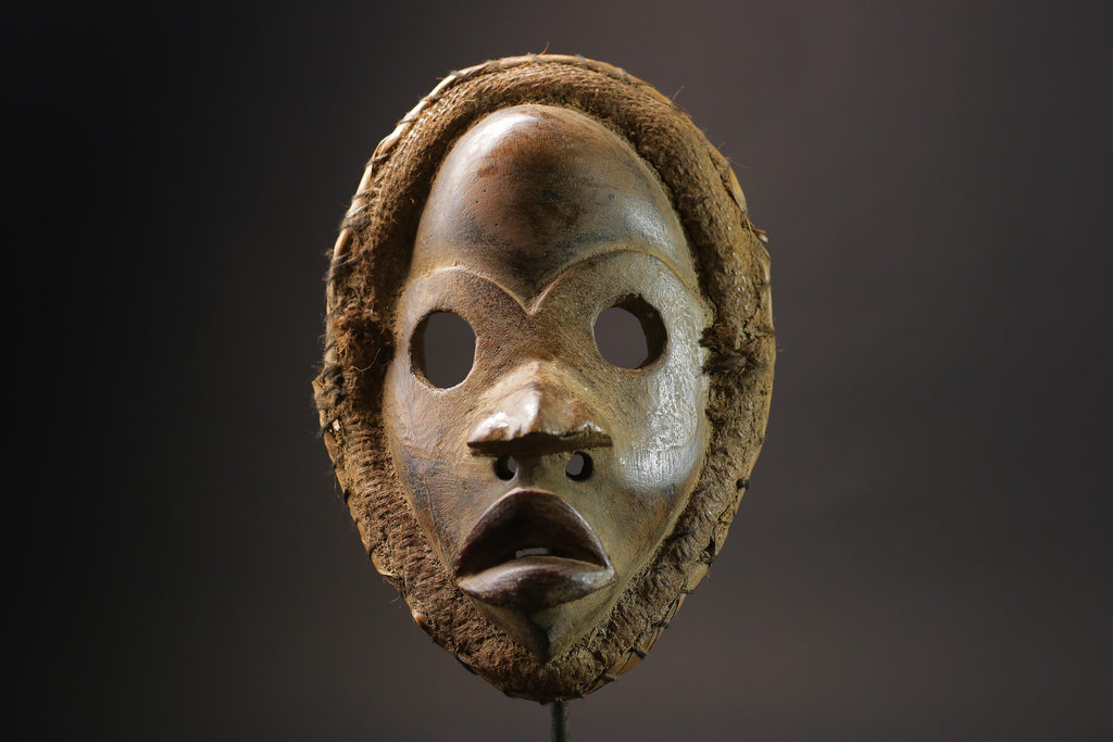 African Face Mask Wood Hanging Pattern Dan hand carved Masks for wall-G2594