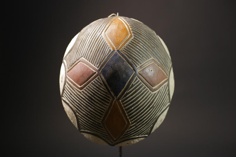 African Mask Antiques Tribal Art Face Vintage Wood Carved Bamileke Shield-7209