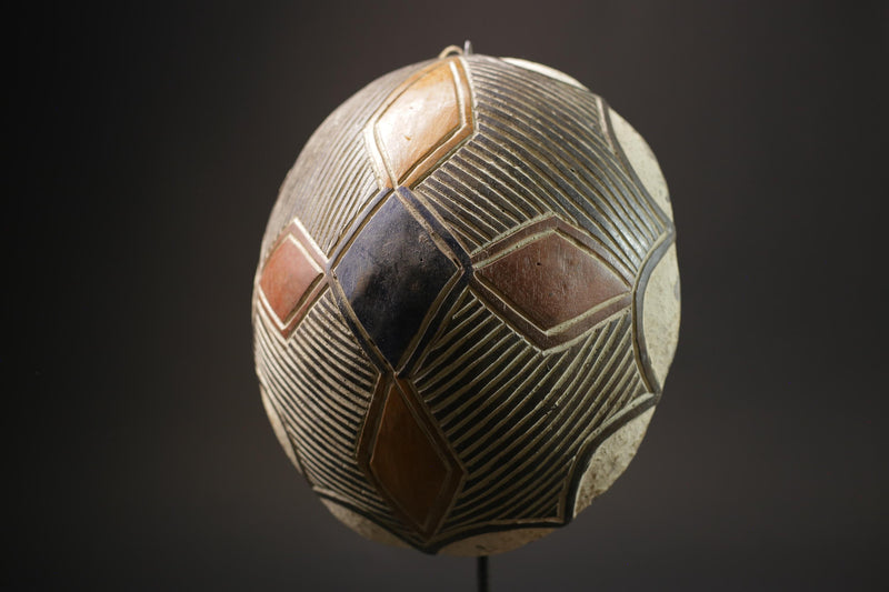 African Mask Antiques Tribal Art Face Vintage Wood Carved Bamileke Shield-7209