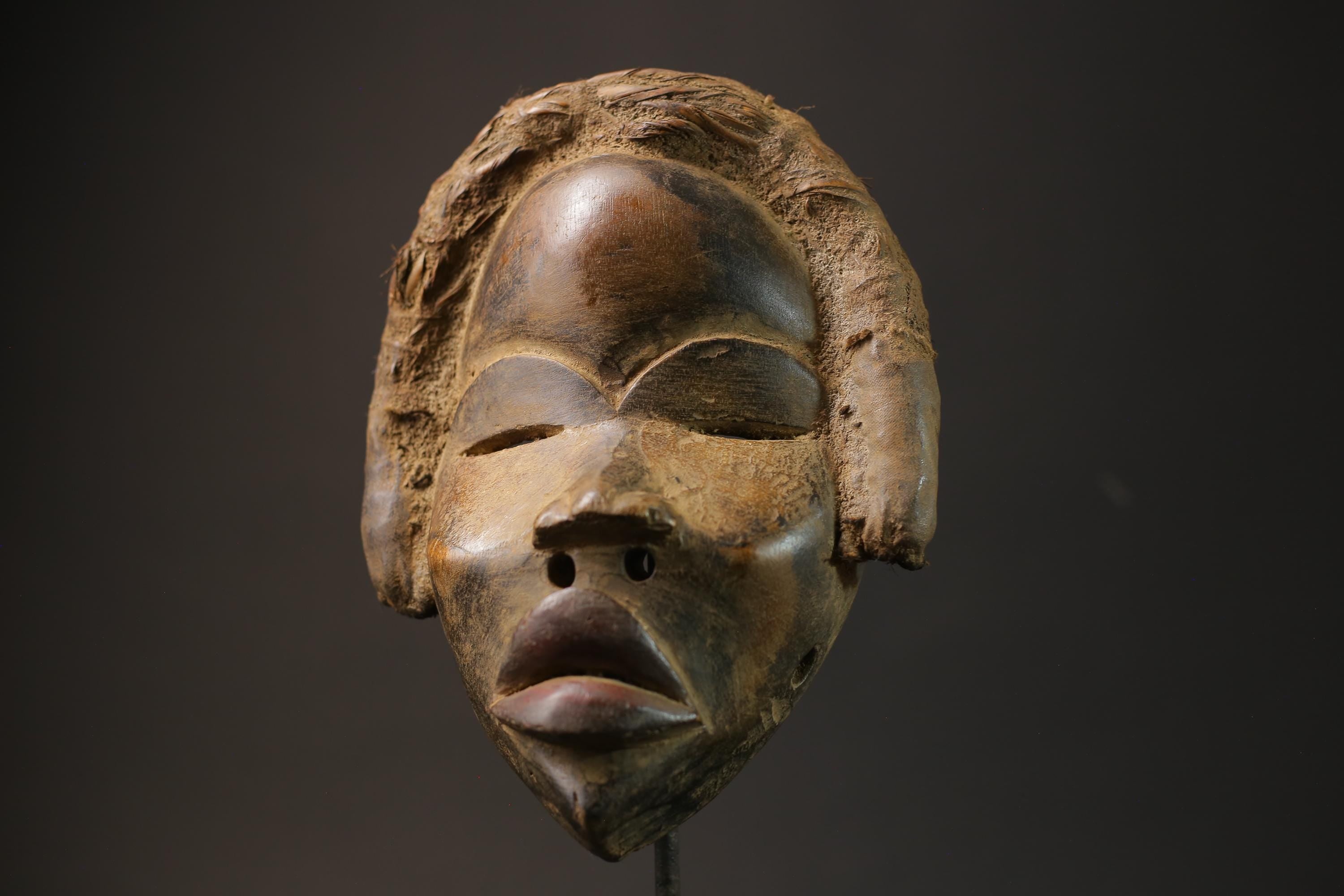 African Tribal Face Mask Wood Hand Carved Wall Hanging Kuba Dan Mask Masks for wall-G2604