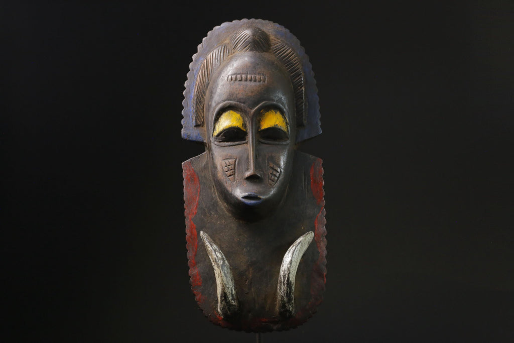 African Mask Baule Wood Mask African Decor tribal Baule Wall Hanging -9779