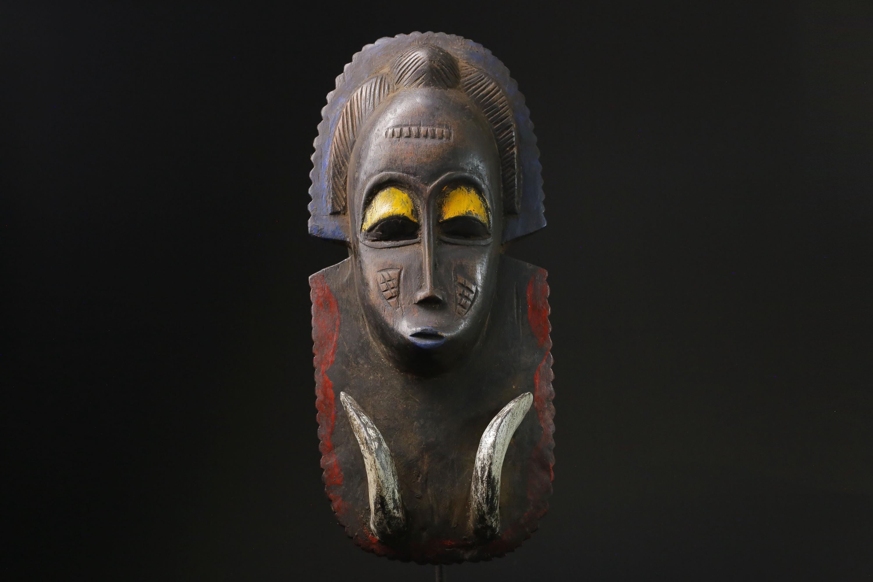 African Mask Baule Wood Mask African Decor tribal Baule Wall Hanging -9779
