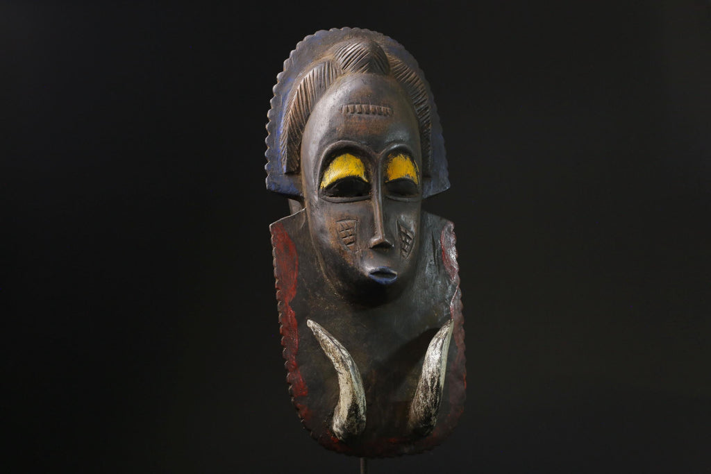 African Mask Baule Wood Mask African Decor tribal Baule Wall Hanging -9779